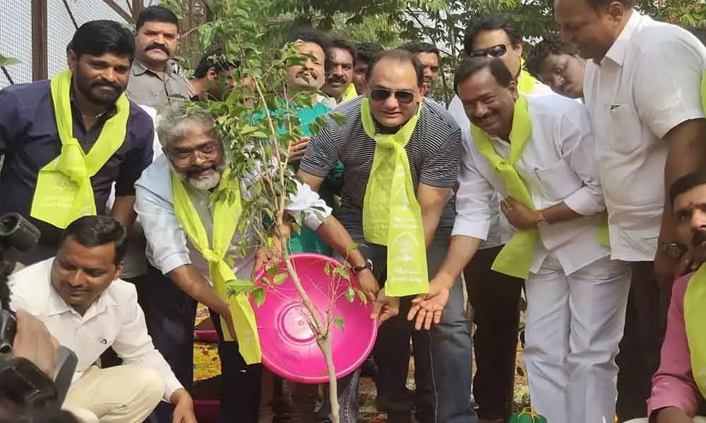 Mohammad Azharuddin, MLA Bethi Subhash Reddy plant saplings at Uppal Stadium