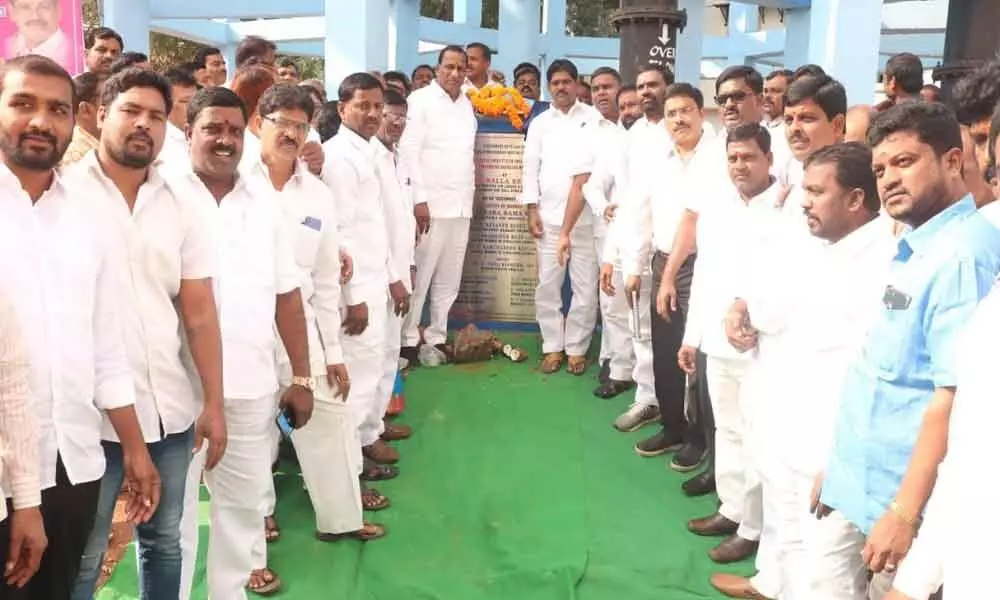 Minister Malla Reddy lays stone for development works