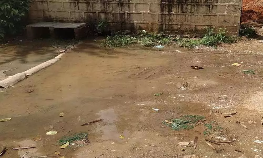 Sewage overflow at Ushodaya Colony