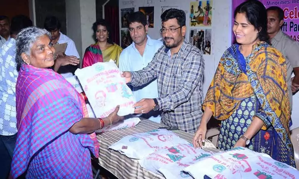 MLA Jaffar Hussain Meraj distributes Christmas gifts at Nampally Constituency