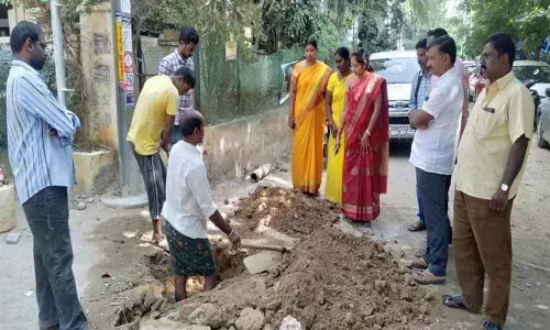 Corporator Pannala Kavya Reddy inspected Pipeline & road works at Kukatpally