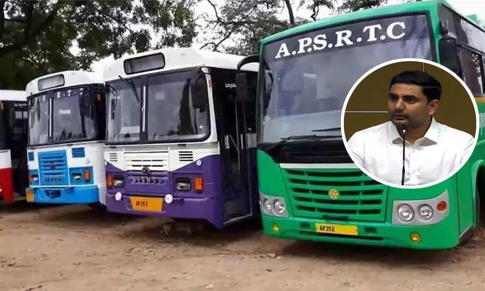 Nara Lokesh travels in APSRTC bus in protest to increased bus fares