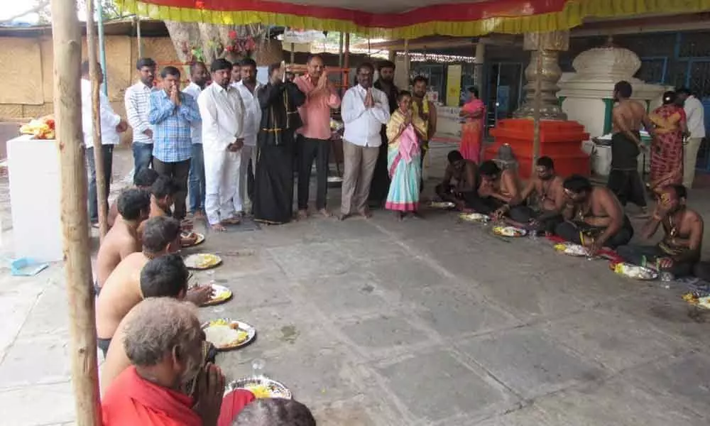 Annadanam organised by devotees at Surya Nagar Colony