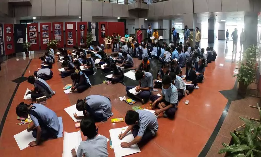 Kavadiguda: Drawing contest held on Indian Constitution
