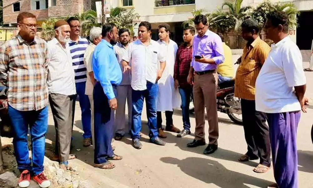 Corporator Juweria Fatimas rep inspects works in Old Malakpet