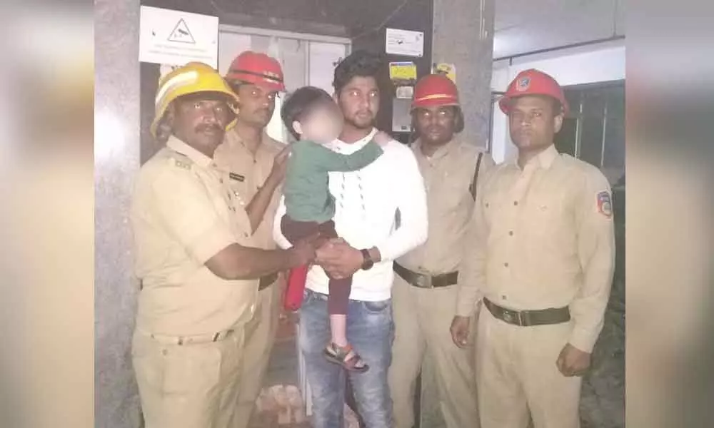 Fire officials rescue two children struck in apartment lift at Nampally