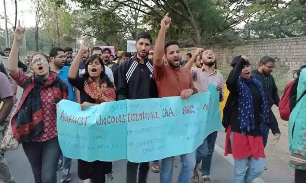 University of Hyderabad students protest against Citizenship Amendment Act