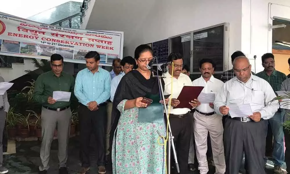 Railway staff takes Energy Conservation Pledge in Vijayawada