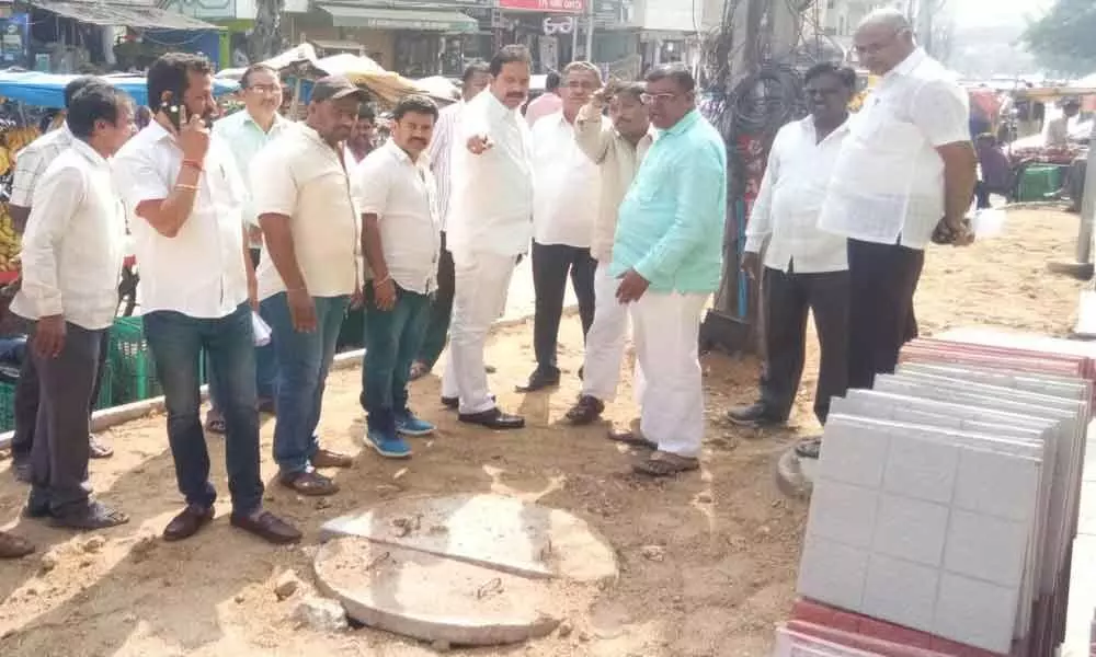 Corporator V Jagadishwar Goud demands quality in works at Sai Nagar of Madhapur division