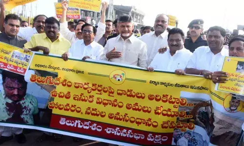 Attacks on party activists: TDP leaders stage dharna at Assembly