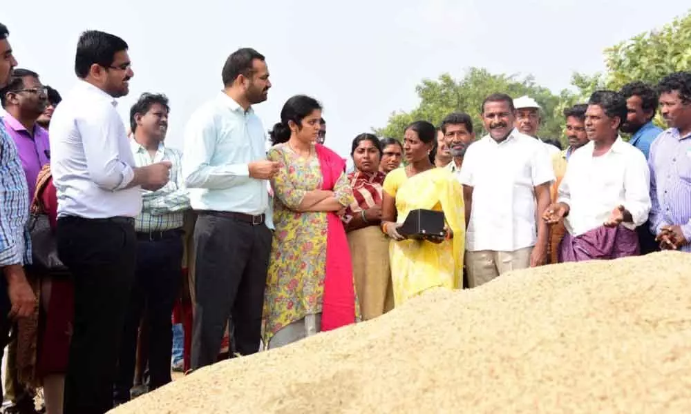 Khammam: Collector RV Karnan inspects paddy procurement centres in Kusumanchi, Nelakondapally