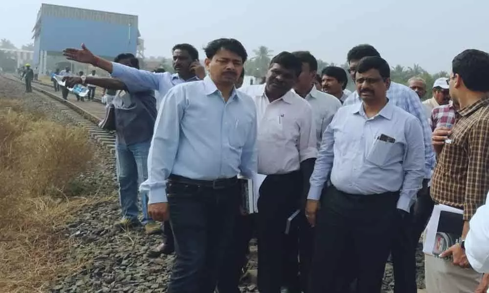 Vijayawada: DRM P Srinivas inspects track doubling works at Narsapur