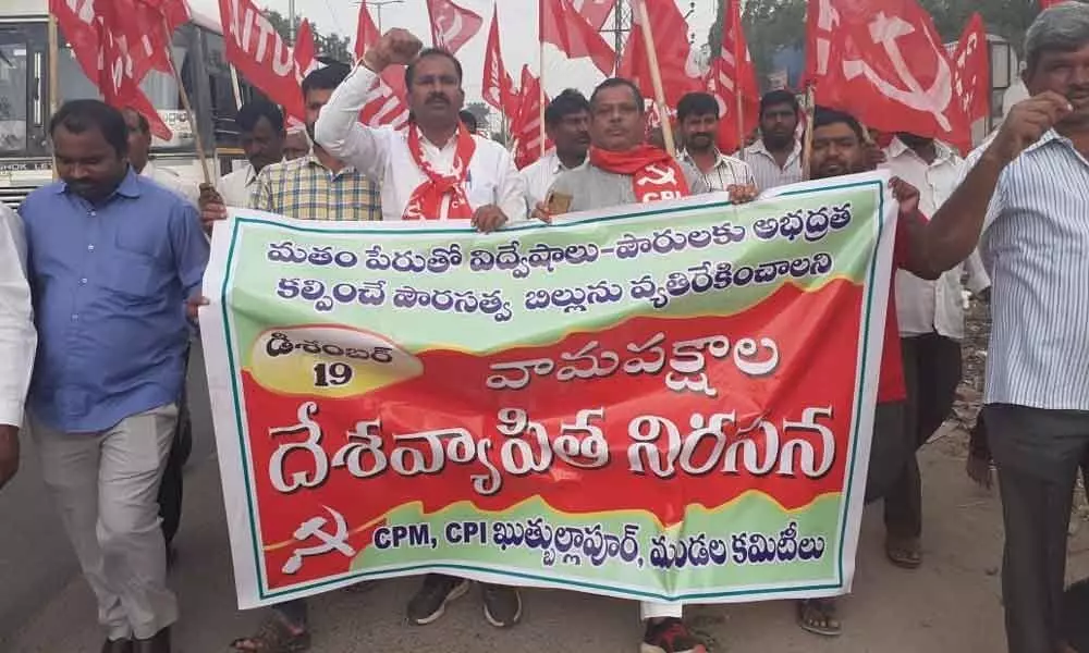 Left parties protest for Citizens Amendment Act withdrawal