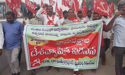 Left parties protest for Citizens Amendment Act withdrawal
