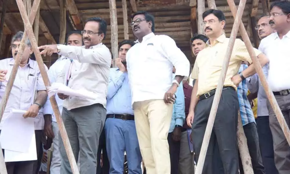 Transport Minister inspects bus stand construction works in Khammam
