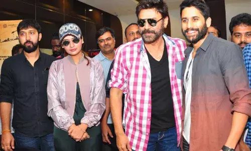 Vijayawada: Venky-Mama movie unit celebrates success