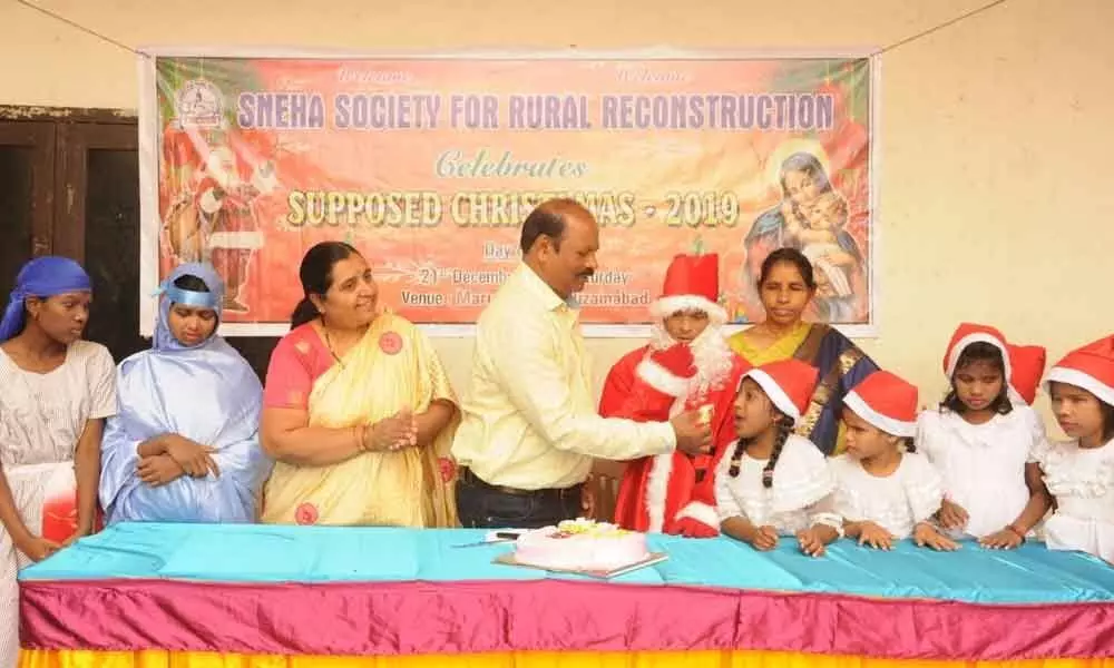 Sneha Society celebrates X-Mas with mentally-challenged children in Nizamabad