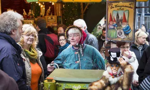 Mulled wine and traditional marzipan candies at this time-Christmas market in Germany