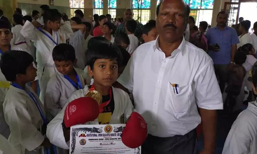 Chittoor: Krishna Saketh of 3rd Class wins 4 medals in karate