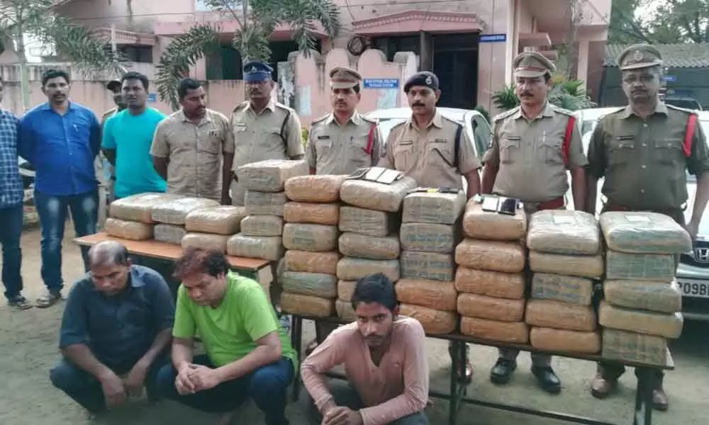 Kothagudem: 200kg ganja seized in Aswaraopet, 3 held