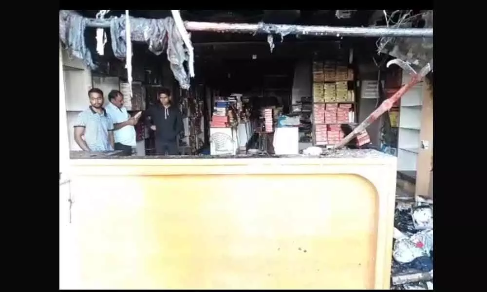 Fire accident in clothes show room in Mailardevpally PS limits
