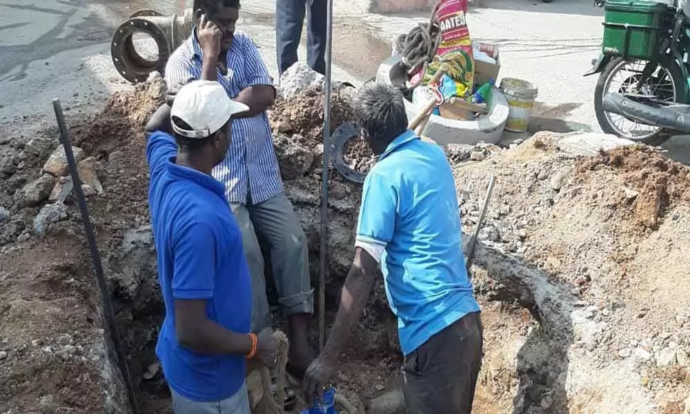 Drinking water pipeline repair works initiated at Rasoolpet and Indira Nagar colonies