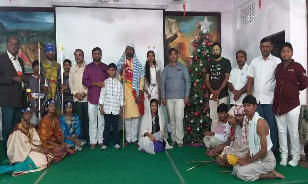 Corporator Anjayya attends Christmas fete at Rajiv Nagar Baptist Church in Kapra