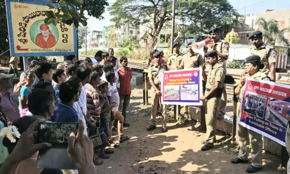 Visakhapatnam: Awareness drive on railway crossing held by Railway Protection Force