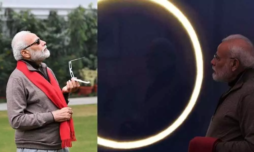 PM Modi catches glimpse of solar eclipse