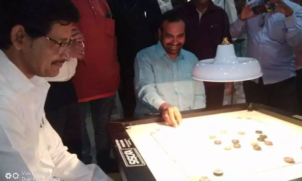 State-level carrom tournament launched by Khammam Collector RV Karnan
