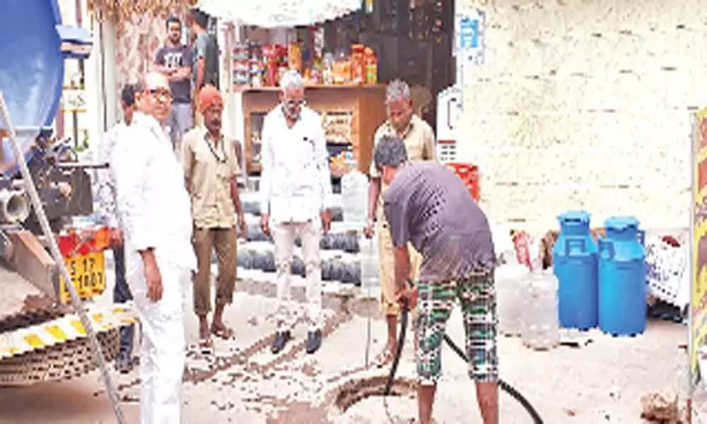 Hyderabad: Corporator Dodla Venkatesh Goud inspects drainage works at Sai Nagar Colony