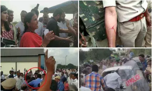 Media and Police were attacked in farmers protest in Amaravati