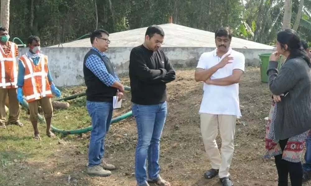 Collector J Nivas inspects biogas works in Khazipet