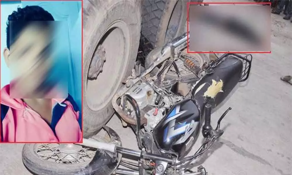 Student died in road accident as lorry hits bike in Prakasam district