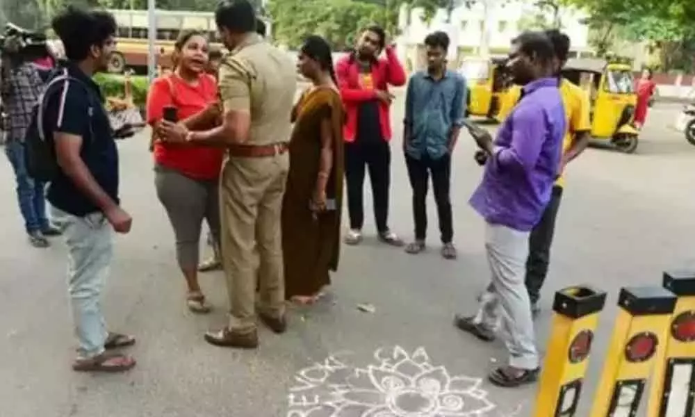 Anti-CAA protests: DMK retaliates with more kolams after police detain protesters