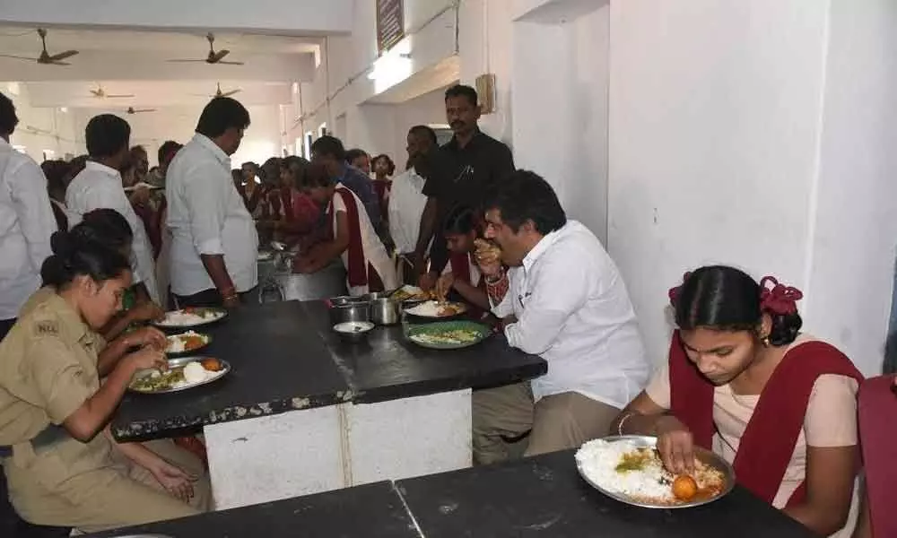Minister M Srinivasa Rao makes surprise visit to Gurukul school