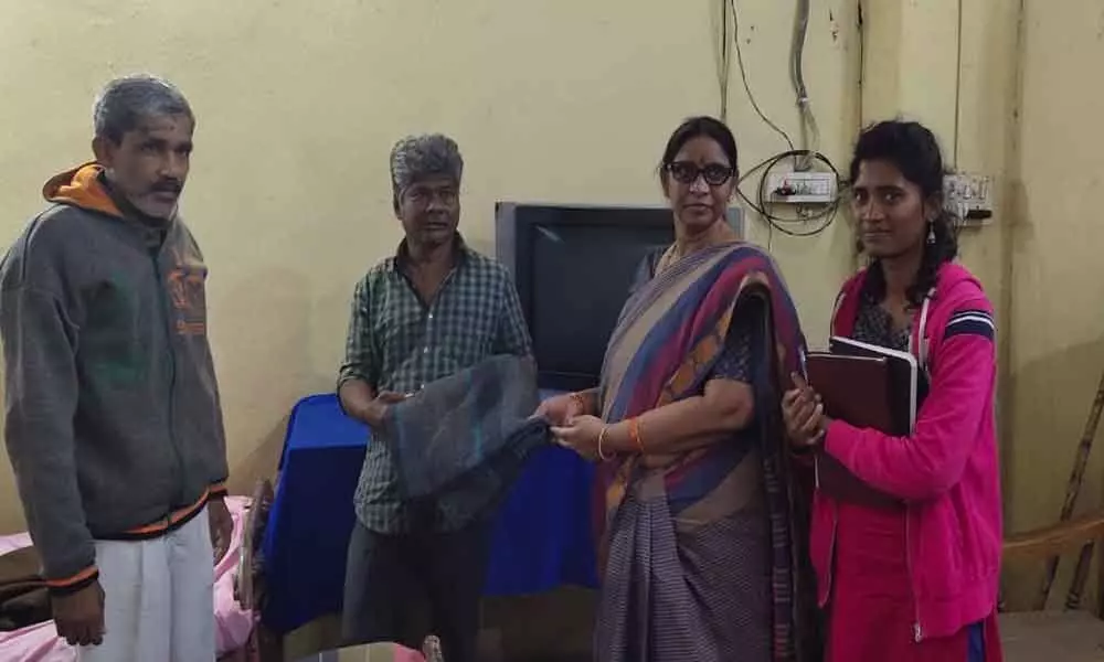 Blankets distributed to homeless at Begumpet