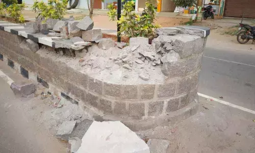 New divider damaged within 6 months in Toopran town