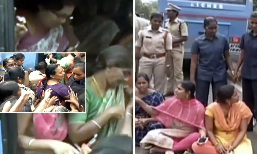 Tension prevails at Madadam in Amaravati as police arrests women