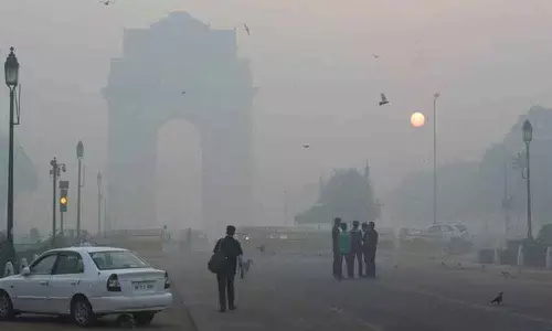 Sunny morning in Delhi, air quality very poor