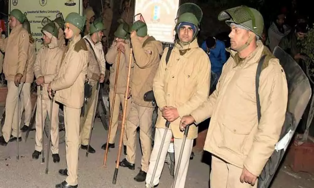 Heavy security at JNU after violence on campus