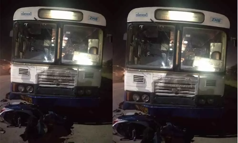 Patancheru: Bus hits two-wheeler, one hurt