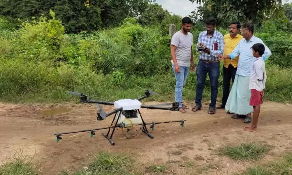 Peddapalli: Agri drones to the rescue of farmers