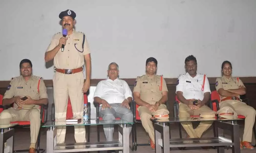 DSP Rajeswara Rao advises girl students to dial 100 when harassed