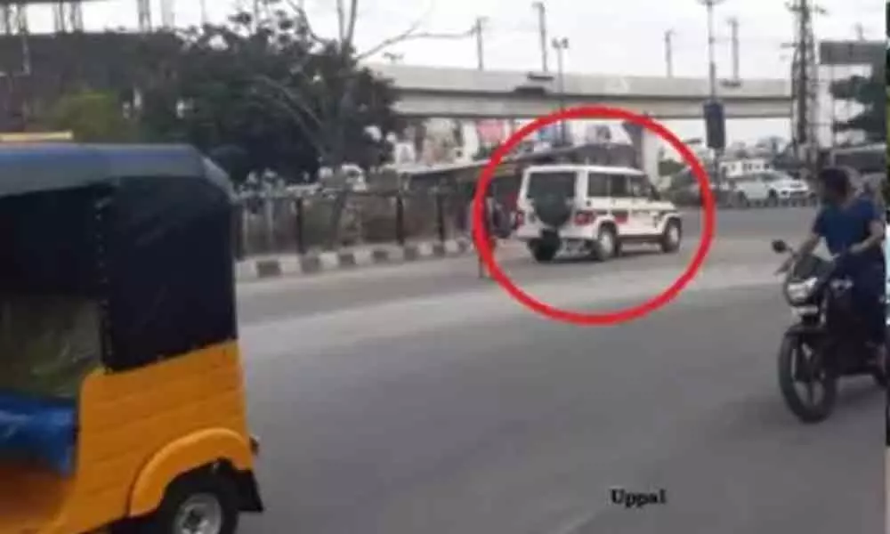 Fine imposed on police vehicle for traffic violation in Hyderabad