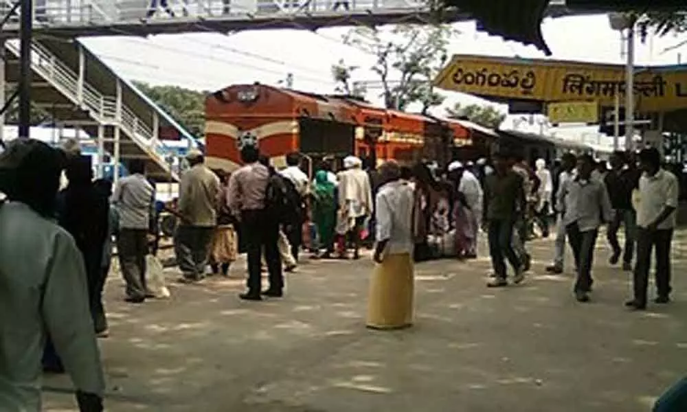 Lingampally railway station jam-packed