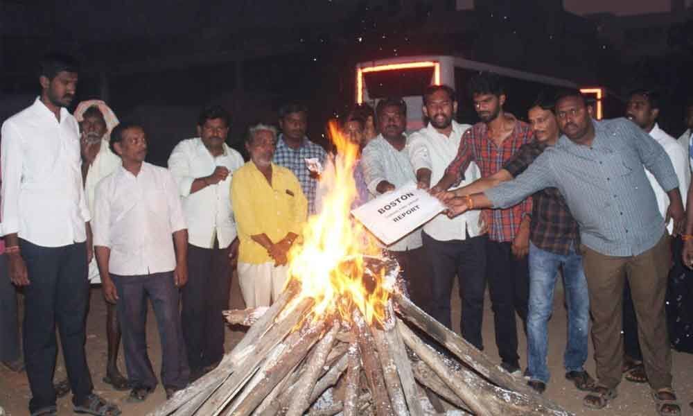 Copies of GN Rao, Boston panel reports burnt bonfire in Guntur