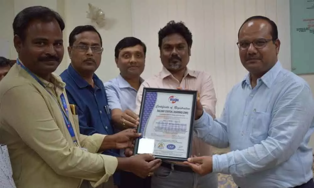 Three stations of Hubballi division of SWR awarded with Iso 14001- 2015 Certification