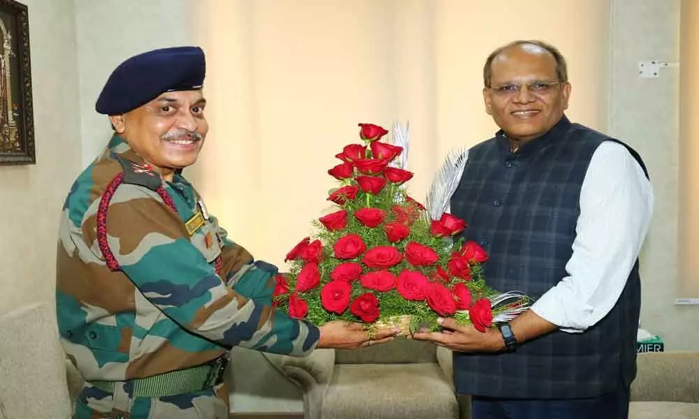 Telangana and Andhra Sub Area General Officer Commanding meets Chief Secretary