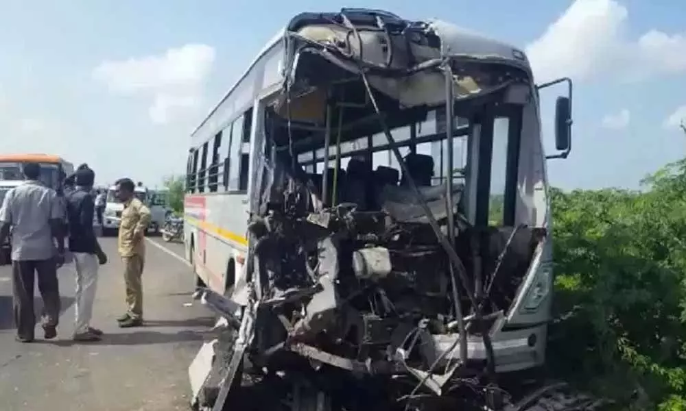 22 injured in a bus accident in Nellore district
